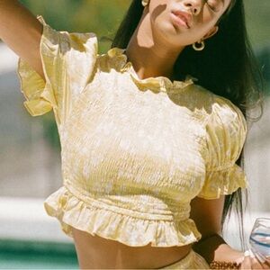 Sabo Skirt Light Yellow Ruffled Blouse